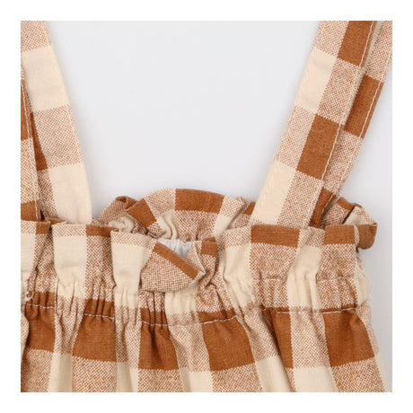 Birinit Caramel Checked shorts with braces