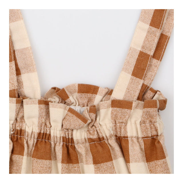 Birinit Caramel Checked shorts with braces