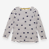 Cream Navy Star Stripe Long Sleeve Breton Top