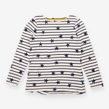 Cream Navy Star Stripe Long Sleeve Breton Top