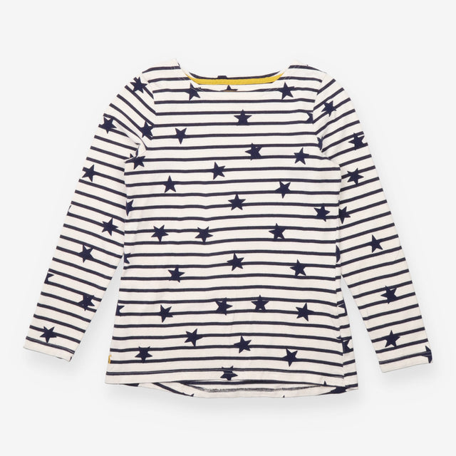 Cream Navy Star Stripe Long Sleeve Breton Top