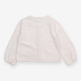 Light Knitted Cardigan White with Embroidered Flow