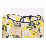 Blouse Yellow Beige Floral Print Long Sleeves Blac
