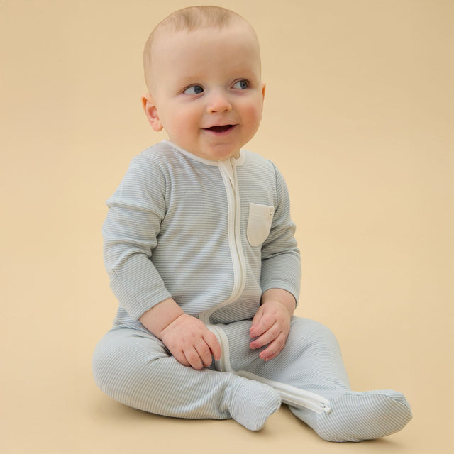 Clever Zip Sleepsuit - Blue Stripe