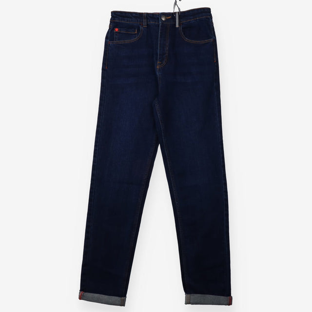 Blue jeans with red stitching