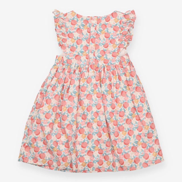 Dress Sleeveless Frill Peaches and Flowers