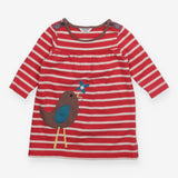 Pink Striped Dress with Brown Bird
