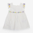 Dress White purple and yellow embroidery flowers