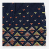Midi Skirt Indigo Embroidered Geometric Cotton