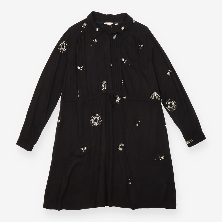 FatFace Black Embroidered Celestial Sun Moon Star 