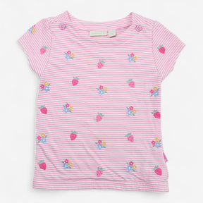 T-Shirt Pink Stripe Strawberries
