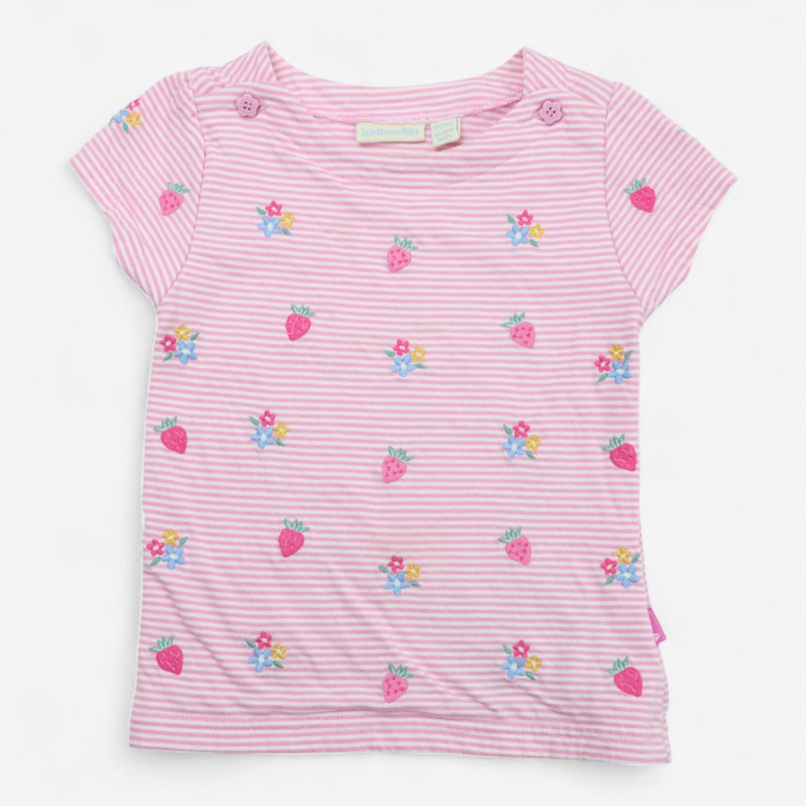 T-Shirt Pink Stripe Strawberries