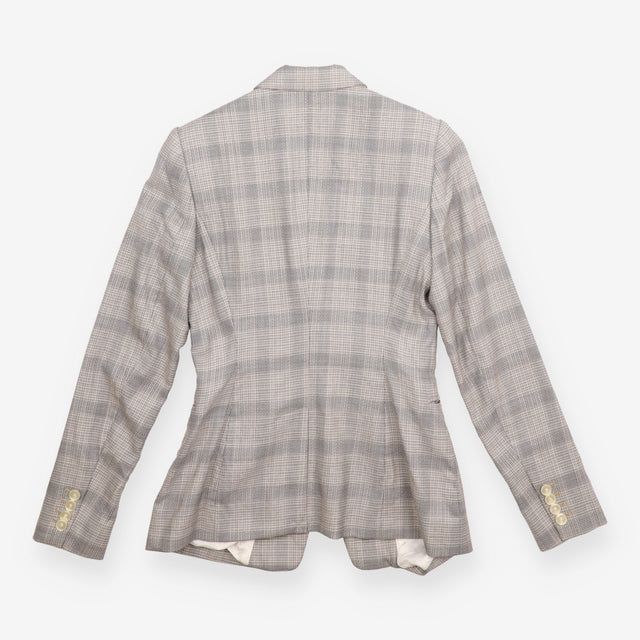 Checked Trouser Suit Tailored Blazer Slim Leg Trou