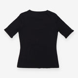 Black Crewneck T-shirt - Frill Sleeves