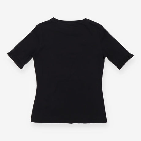 Black Crewneck T-shirt - Frill Sleeves