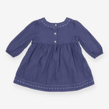 Dress LS blue silver centre flowers