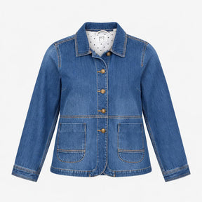 Jacket Button Front Denim Mid Blue Chore