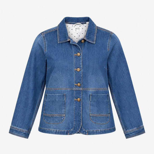 Jacket Button Front Denim Mid Blue Chore