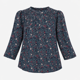 Top Navy Paisley Print Shirred Yoke Viscose