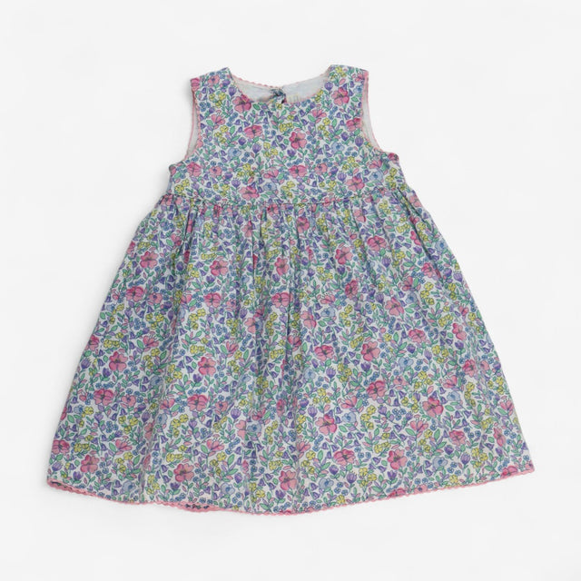 Dress Sleeveless Pink & Purple Floral Print Woven
