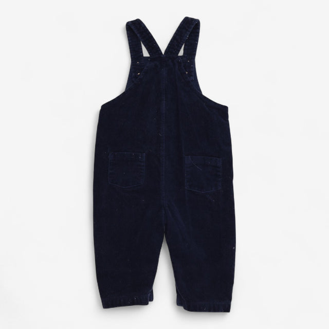 Dungarees Navy Velour with Brown Buttons