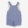 Blue and white pinstripe shortie dungarees