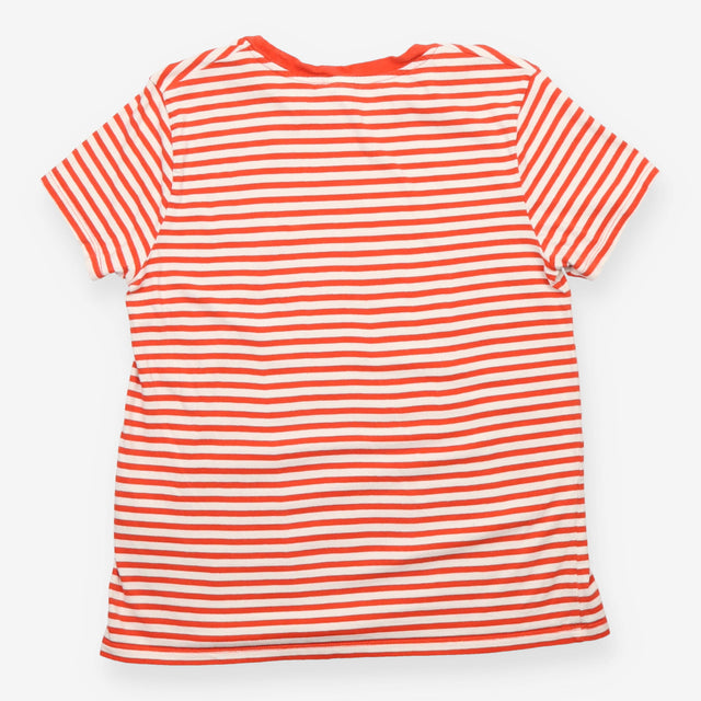 Red and White Striped Short Sleeve Cotton T-Shirt