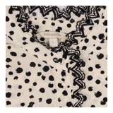 Blouse Cream Black Spot Lace Trim Long Sleeve