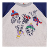 T-shirt long sleeve grey and navy dogs with scarf 