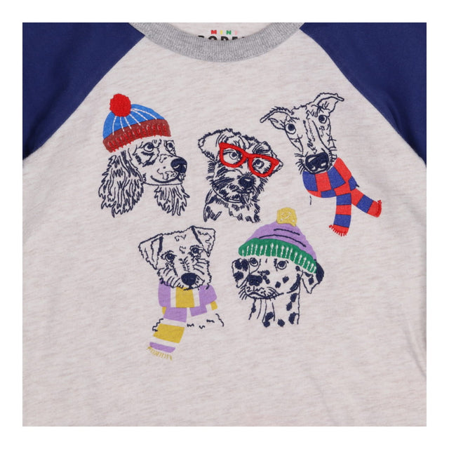 T-shirt long sleeve grey and navy dogs with scarf 