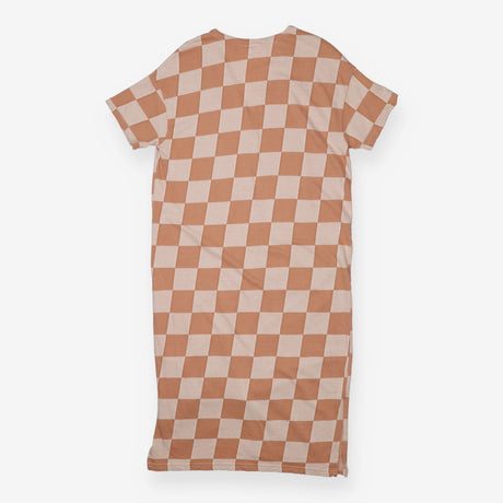 Eden Orange Bold Check Print Midi Dress