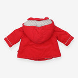 Coat red cord padded lined grey fur
