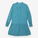 Shirt Dress Teal Blue Long Sleeve Mini Viscose