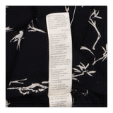 Black Cream Bird and Branch Print Short Sleeve Hen