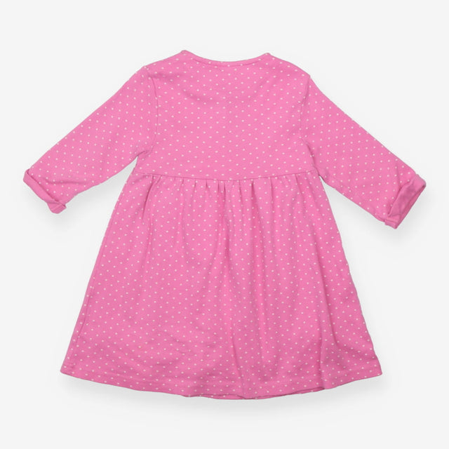 Dress LS pink spot Elmer and animal applique