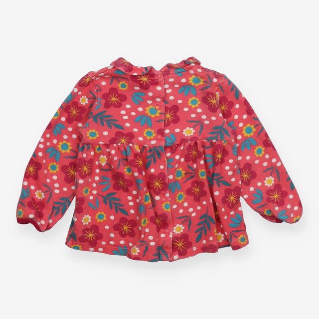 Dress LS jersey pink flowers spots