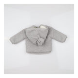 Grey knit cardigan with bobble hood