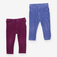 Leggings ribbed velour blue and plum