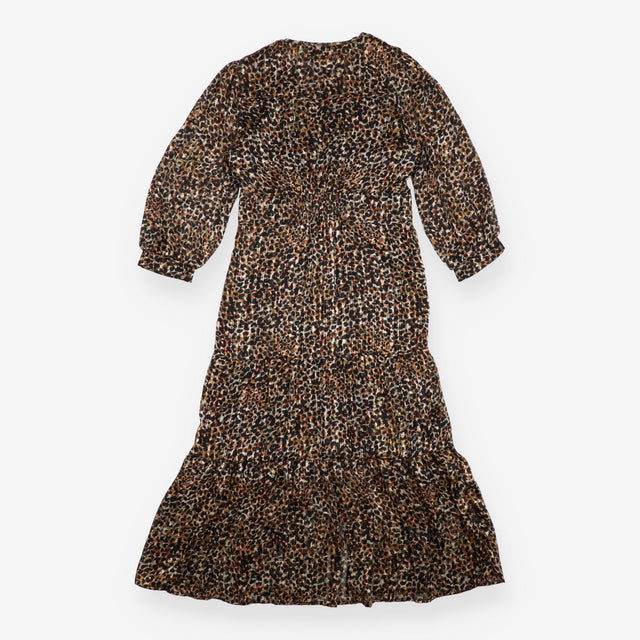 Erna Leopard Print Long Sleeve Midi Dress – Size M