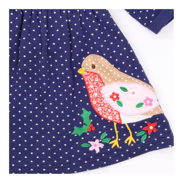 Dress navy spot christmas robin