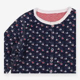 Jersey cardigan navy sailboat print