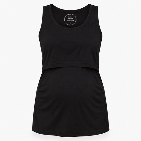 Black Bamboo Maternity Nursing Vest Top