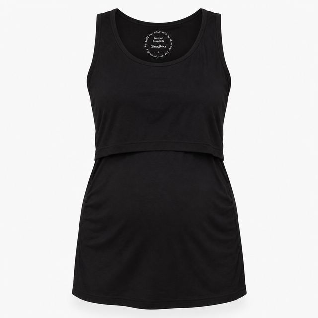 Black Bamboo Maternity Nursing Vest Top