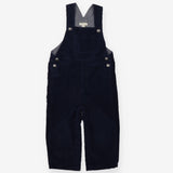 Dungarees navy blue cord blue white check lining
