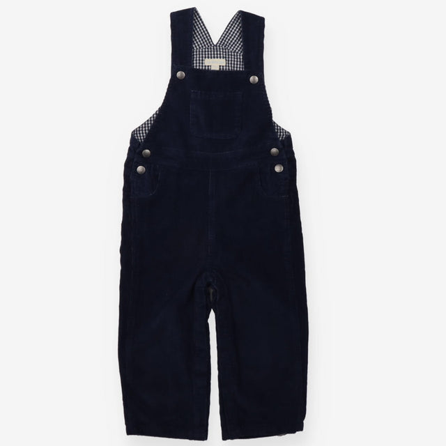 Dungarees navy blue cord blue white check lining