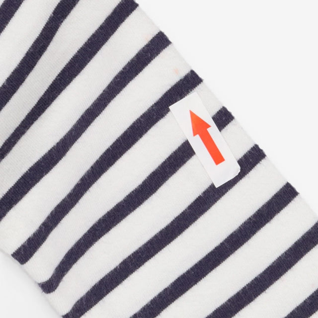 T-Shirt Long Sleeved Navy Stripe Flower Applique