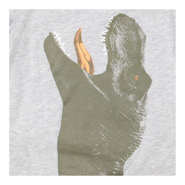 Tee LS grey large dino orange stitching