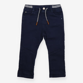 Navy Jeans with Striped Waistband