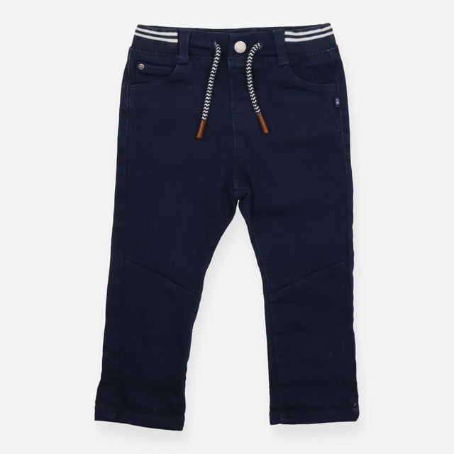 Navy Jeans with Striped Waistband