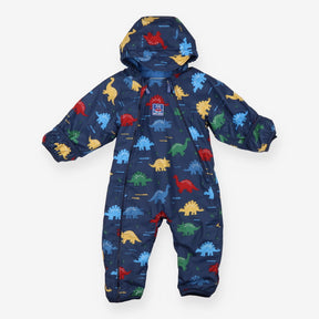 Blue Dino Fleece Lined Rainsuit